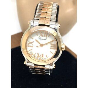Chopard Happy Sport Women's Watch Diamond 278509-6004 Swiss Quartz Two Tone 30mm